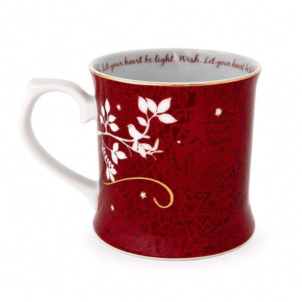 Starbucks 2009 Rosanna Red Holiday Tree Coffee Mug Let Your Heart Be Light 12 oz